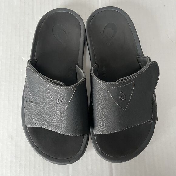 OluKai Nalu Slide Sandals Mens Black Water Resistant Slip On Casual Outdoor Sz 9 - Picture 2 of 16